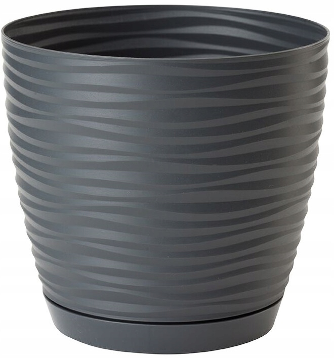 Doniczka okrągł z podstawką SAHARA PETIT 13 KAMIEŃ Średnica 12.7 cm