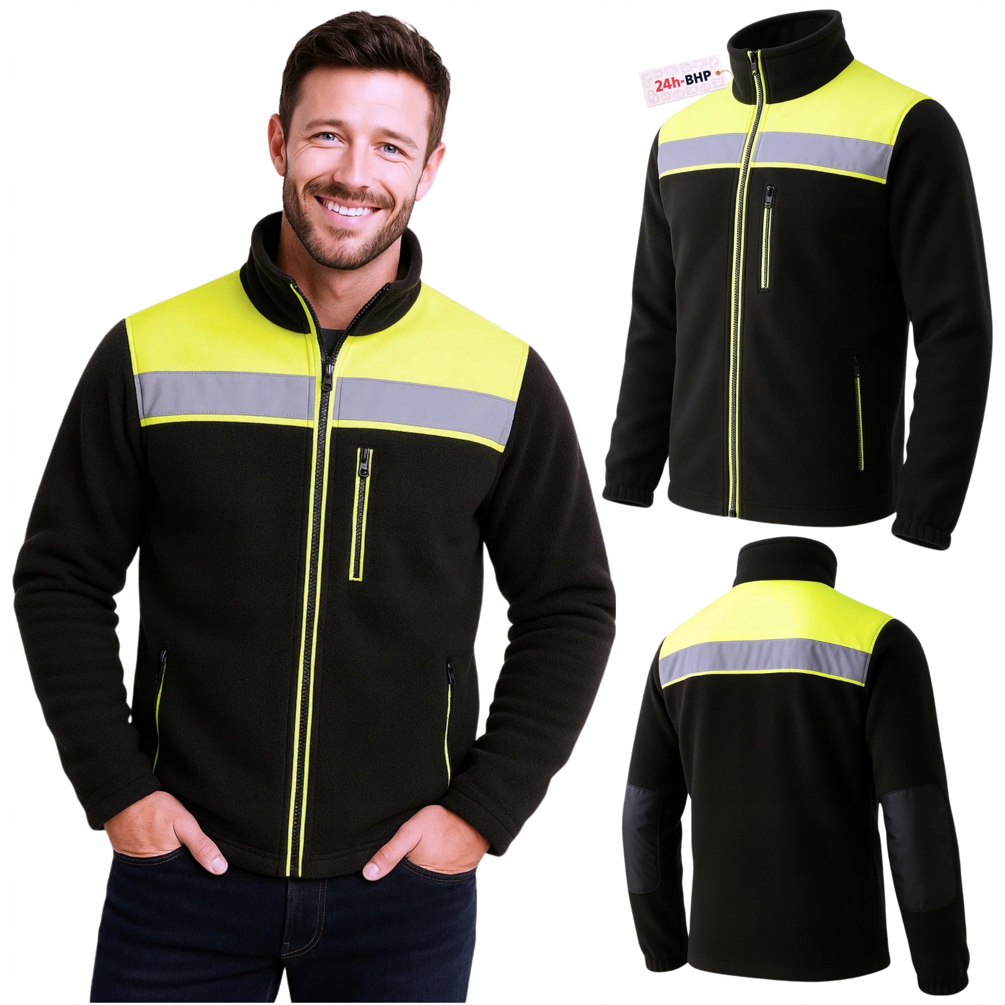 Рабочая флисовая толстовка мужская рабочая светоотражающая предупреждающая