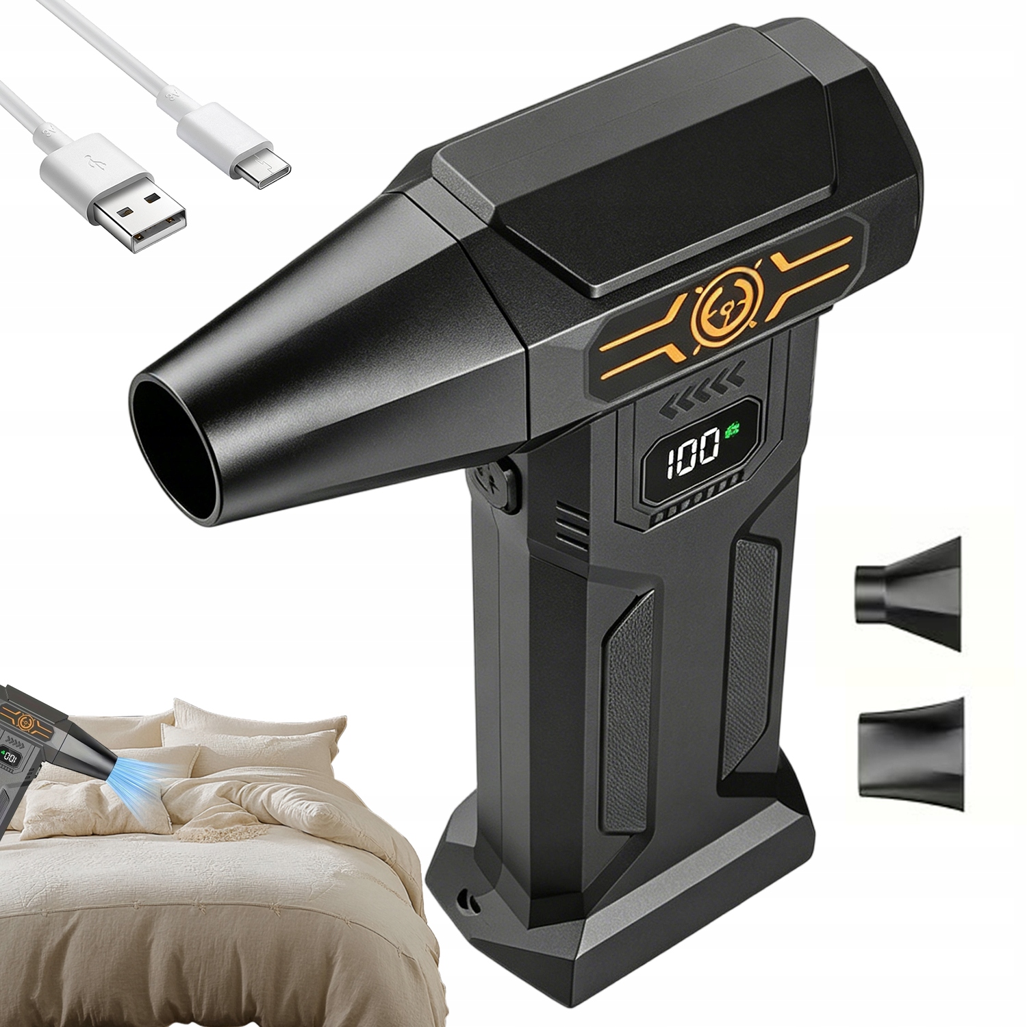 Turbínový Ventilátor 150000OT 6000MAH 5 Rychlostí 3 Trysky Černý