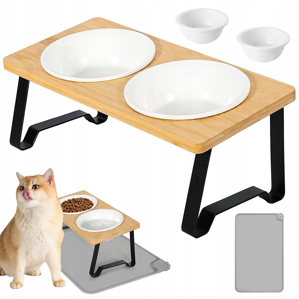 Levně Stojan pro krmení koček 15° Protiskluzový ergonomický sklon