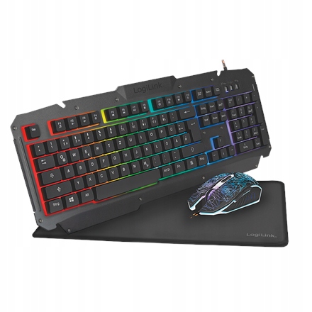 Logilink Gaming-Set, klávesnice, myš a podložka ID0185 Kov Sada