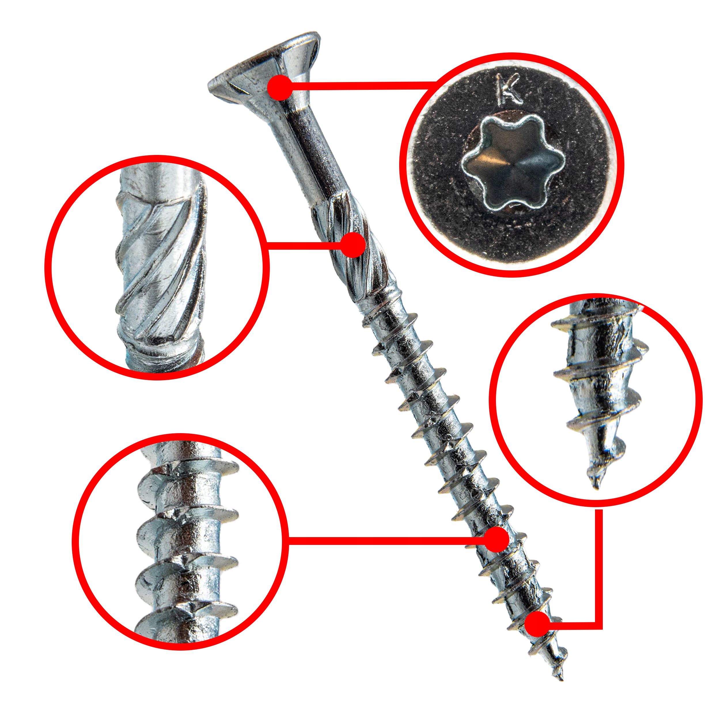 WKRĘTY DO DREWNA 4x60 TORX 250 szt. Biały ocynk EAN (GTIN) 5902622305509