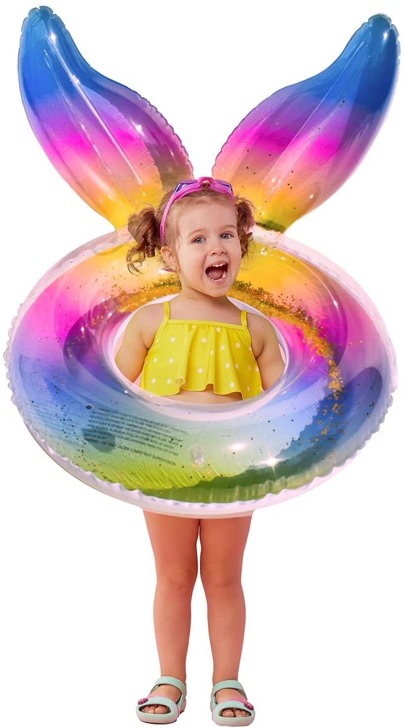 DMUCHANE KOŁO DO PŁYWANIA TĘCZOWE BROKAT SYRENA