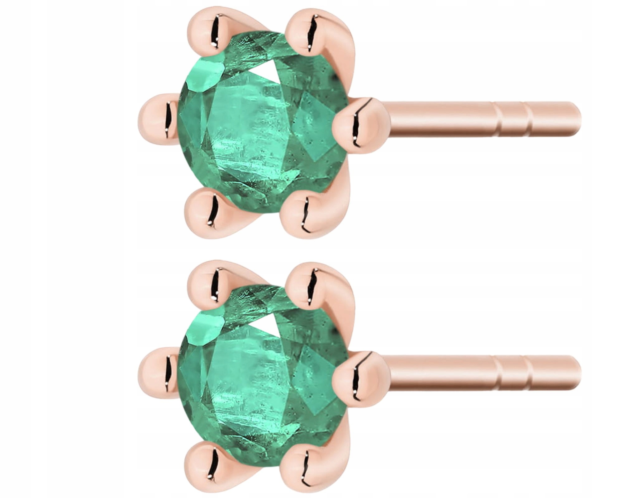 Růžové Zlato Náušnice Na Tyči Se Zelenými Smaragdy 585 Zlato