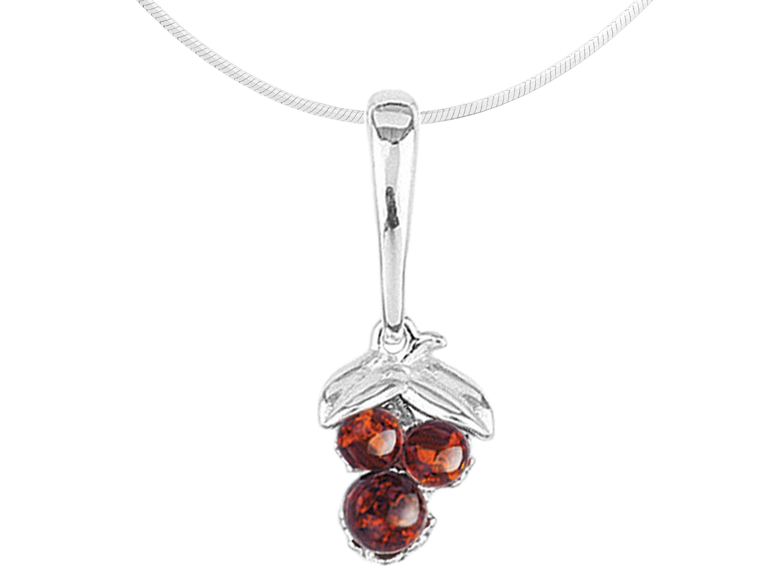 Jemný stříbrný náhrdelník Winogron s jantarem Krátký Choker 40 cm