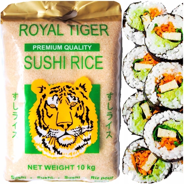 Ryż Do Sushi Okrągłę Ziarno Jakość Premium Duży Worek 10kg Royal Tiger