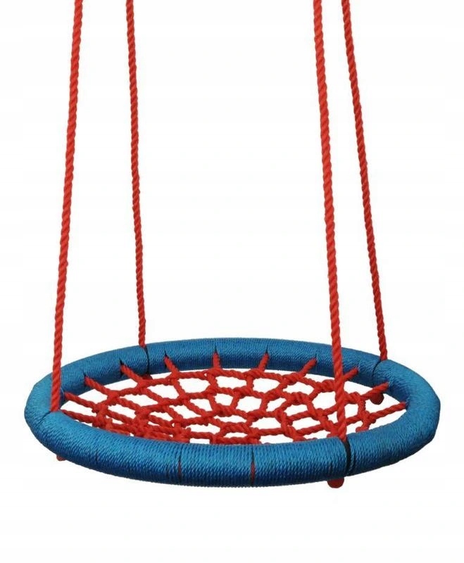 Woody Huśtawka Bocianie Gniazdo Okrągła Red Blu Ogrodowa Wisząca 85CM 100KG