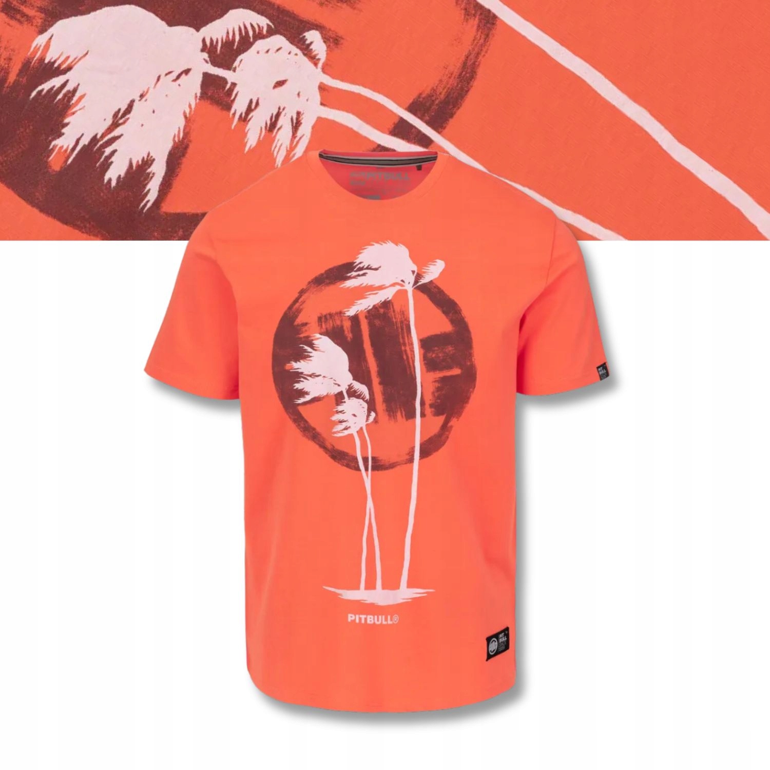 Męska Koszulka Pitbull Klasyczny Bawełniany T-shirt z nadrukiem Palms