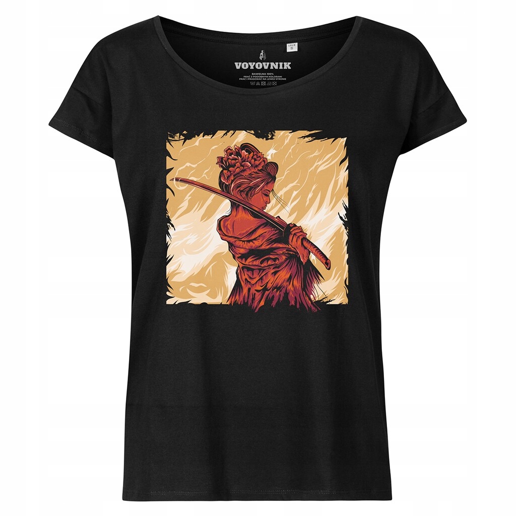 Koszulka T-shirt damska bawełniana Voyovnik Samurai On Fire Czarna S