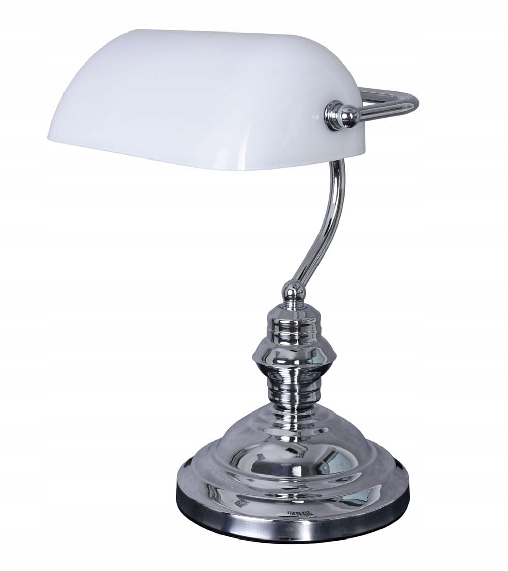 Stříbrno-bílá stolní lampa Bankéřská Retro za 2035 Kč - Allegro