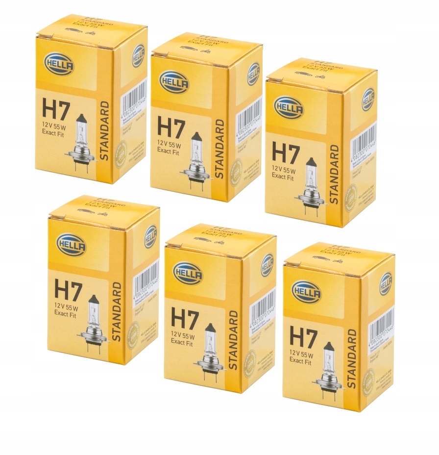 6 sztuk Hella Żarówka H7 12V 55W PX26d