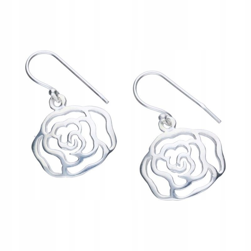 Dámské stříbrné náušnice 925, růže na biglu, visící, ideální jako dárek