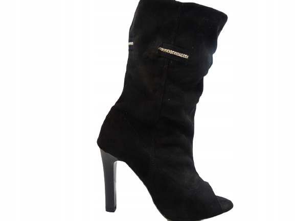 černé semišové kotníkové boty bez prstu, letní kozačky, lodičky Venezia 37, semišové