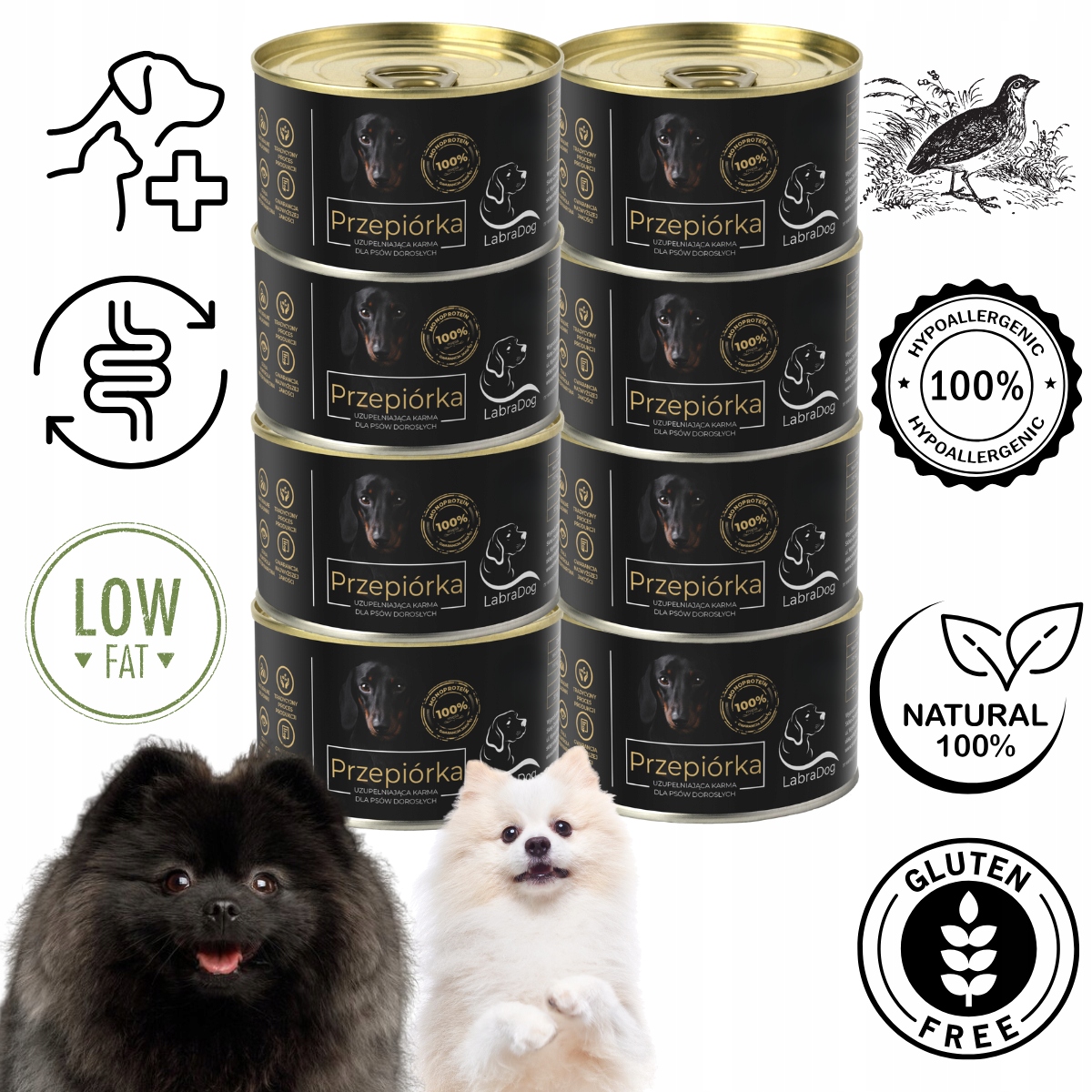 LabraDog Superfood Hypoalergenní křepelka 100% pro Pomeraniana 8x200g