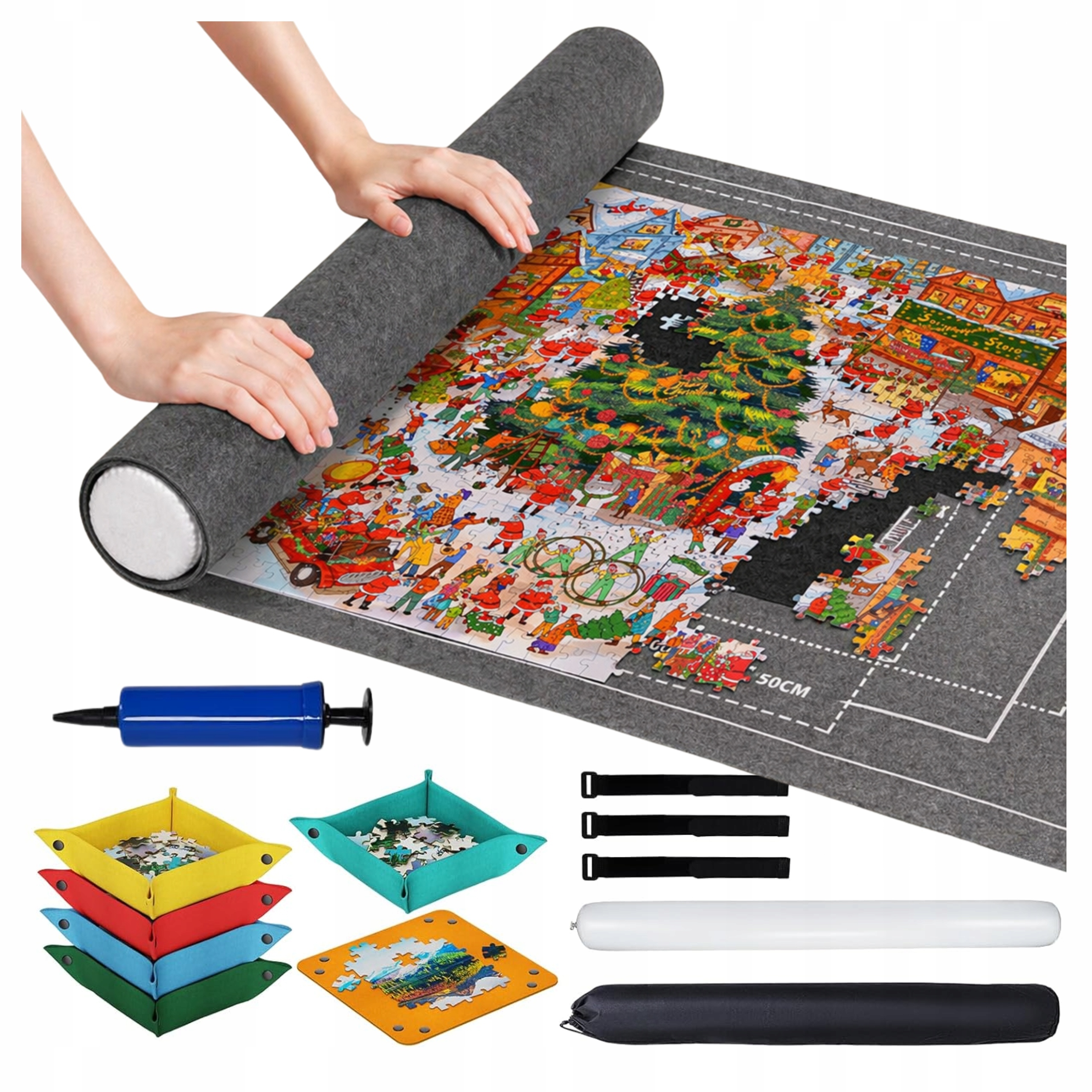 Mata Podkładka Do Układania Puzzli Plansza do 1500 puzzli Duży Zestaw Rolka