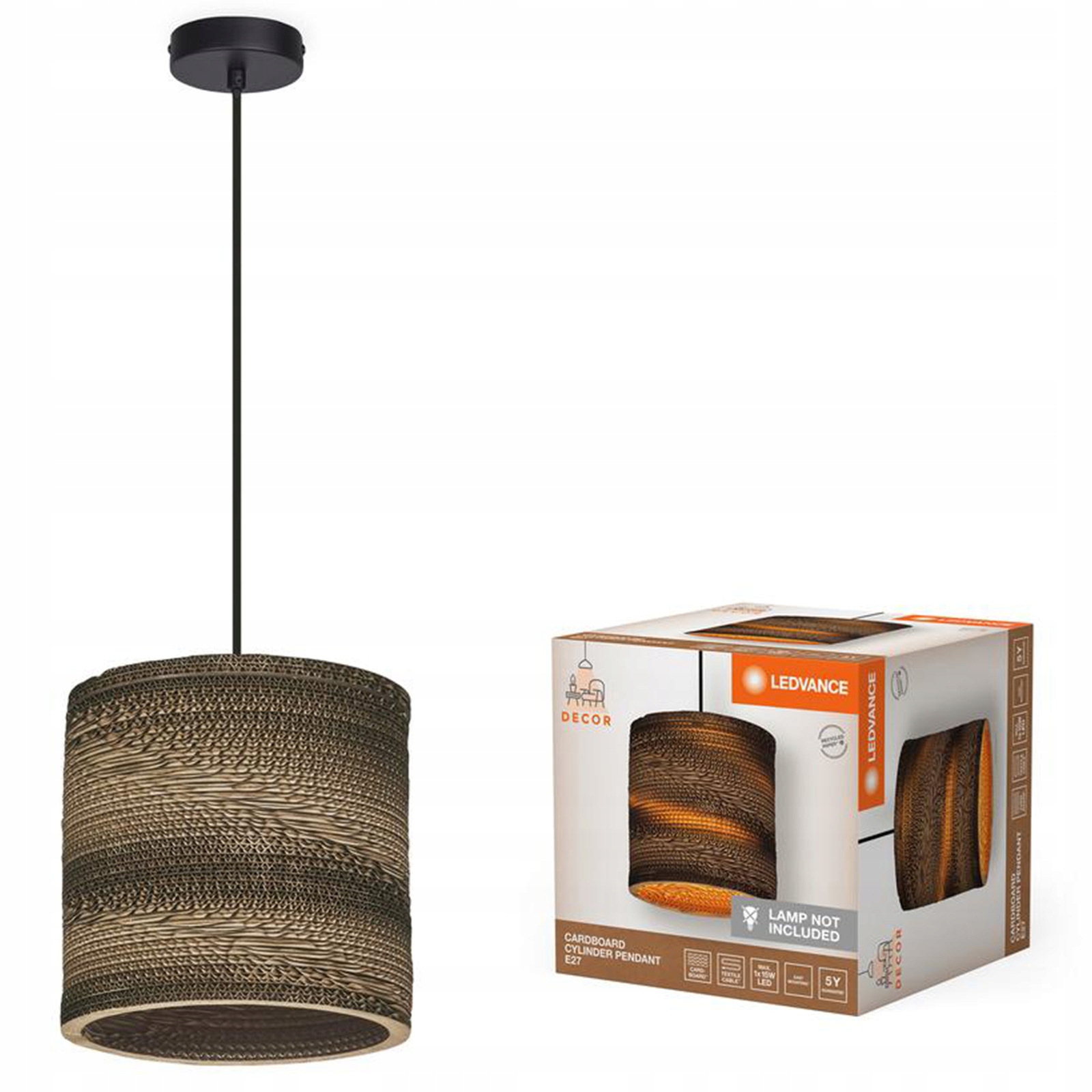 Závěsné Stropní Svítidlo Dekorativní E27 Převis Hnědá Karton Decor Ledvance