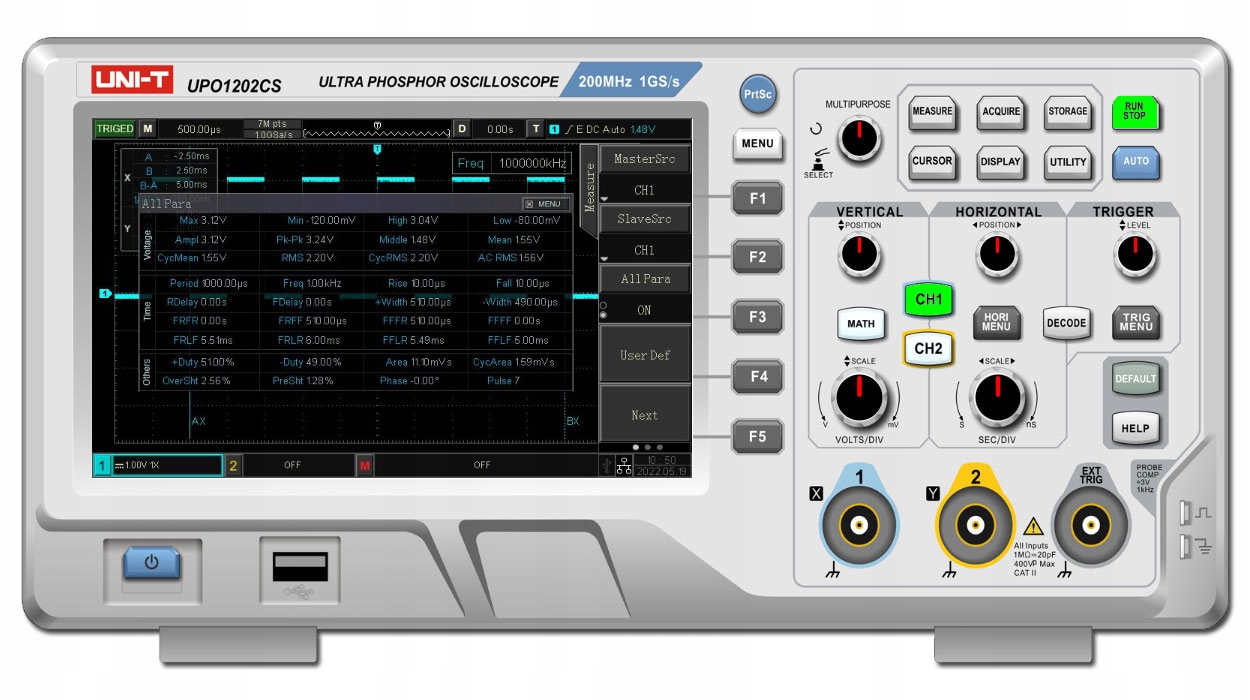 UPO1202CS oscyloskop cyfrowy 2x200MHz Marka Uni-T