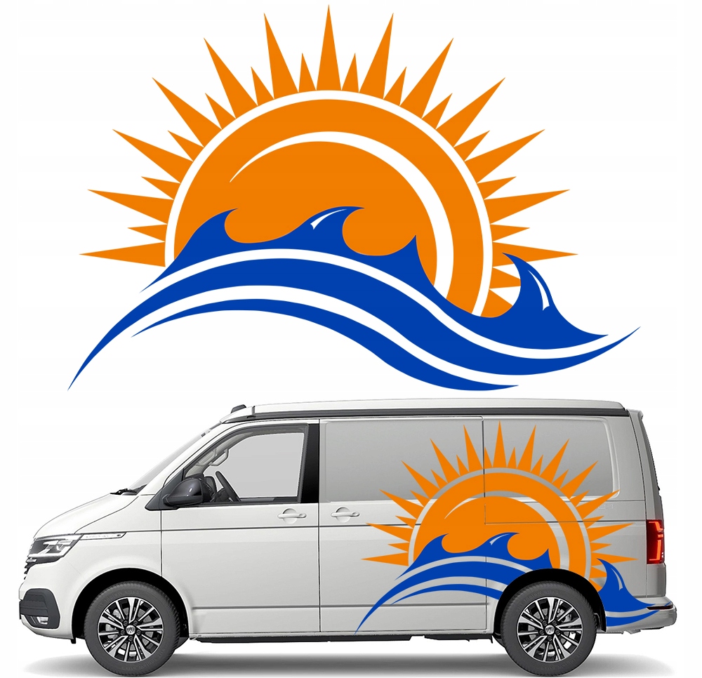 Barevná nálepka na karavan Kempingový přívěs Slunce Vlny Sunrise 43x64