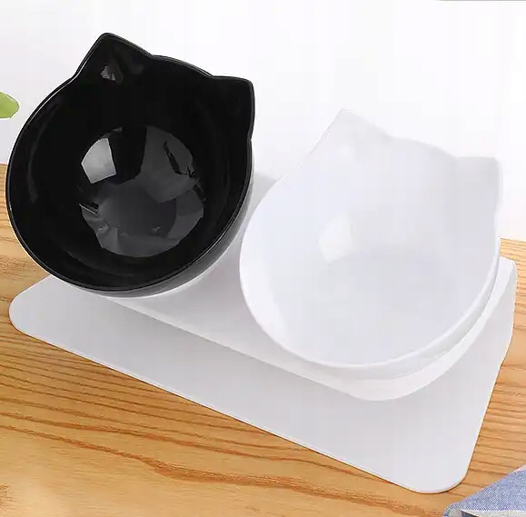 Miska Pro Kočky Psa Dvojitá S Podstavcem Na Stojanu Na Krmivo 2 x 300 ml