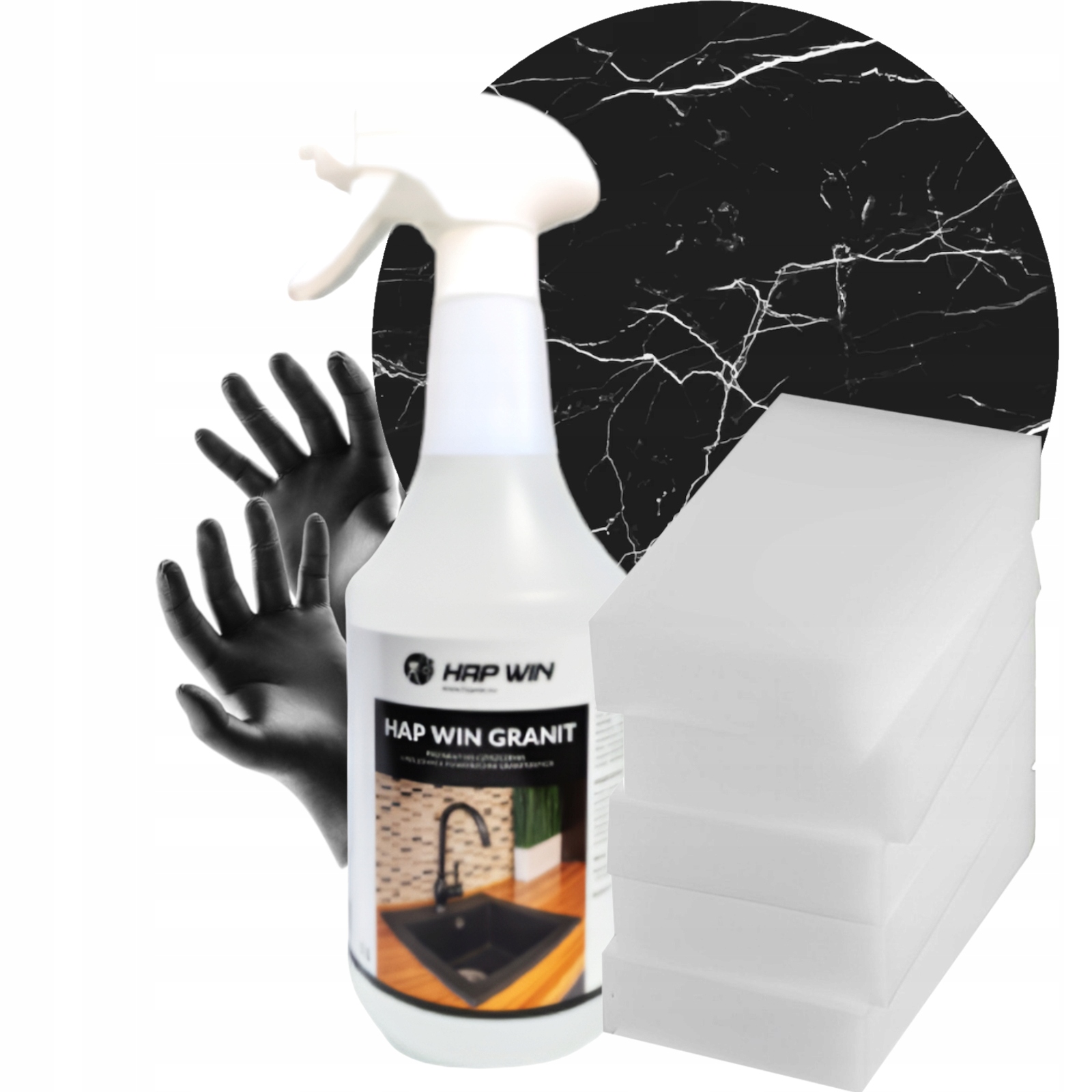 HAP WIN ŚRODEK DO MYCIA GRANITU +5x MAGICZNA GĄBKA