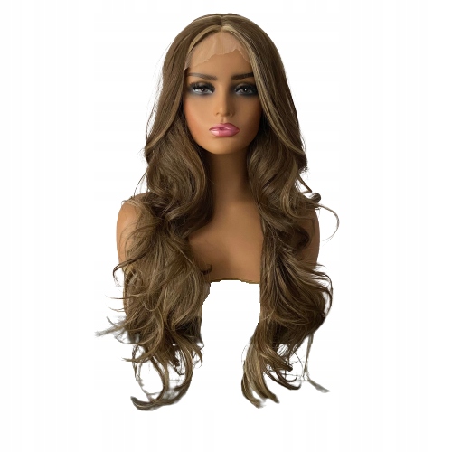 Paruka Lace Front Bronz Blond vlny kudrnaté pruhy 80 cm/55 cm čepička Bonus
