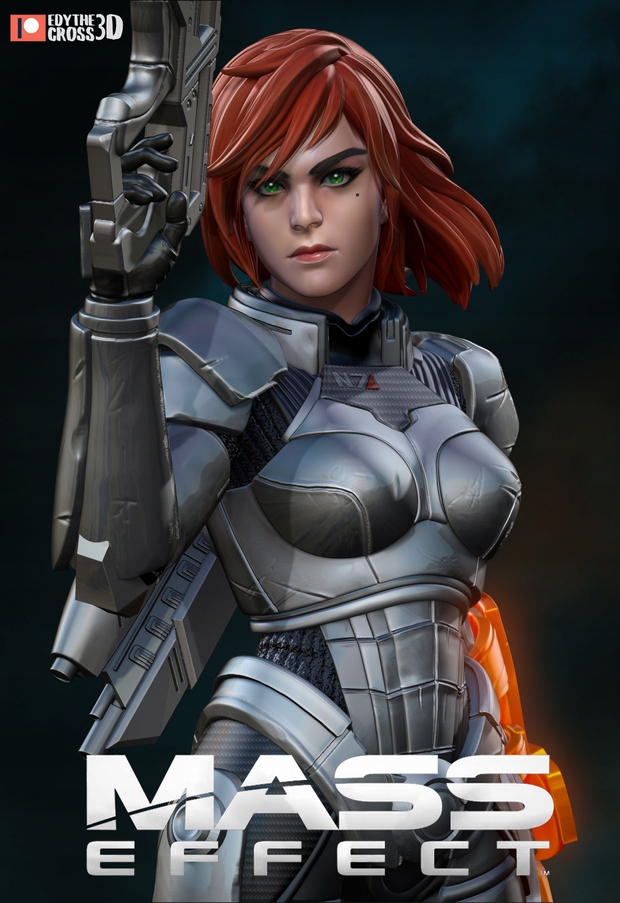 Figurka Female Shepard Mass Effect NomNom Figures 3D tisk 16K Dárek