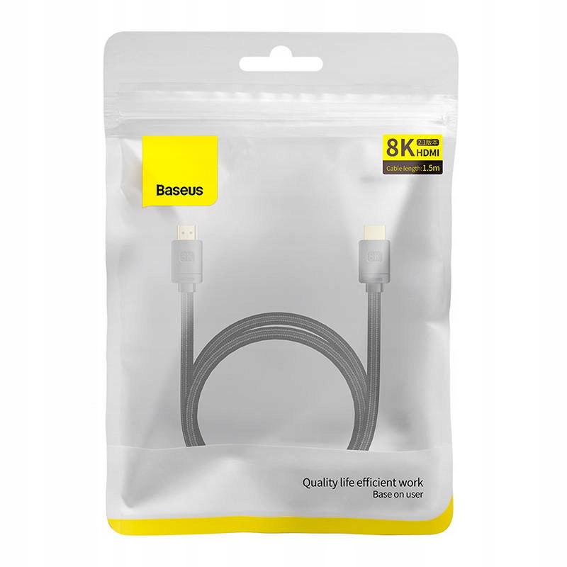 BASEUS KABEL PRZEWÓD WIDEO HDMI 2.1 HD UHD 4K 8K 60HZ HDR 3D 480MBPS 0.5M Złącza HDMI - HDMI