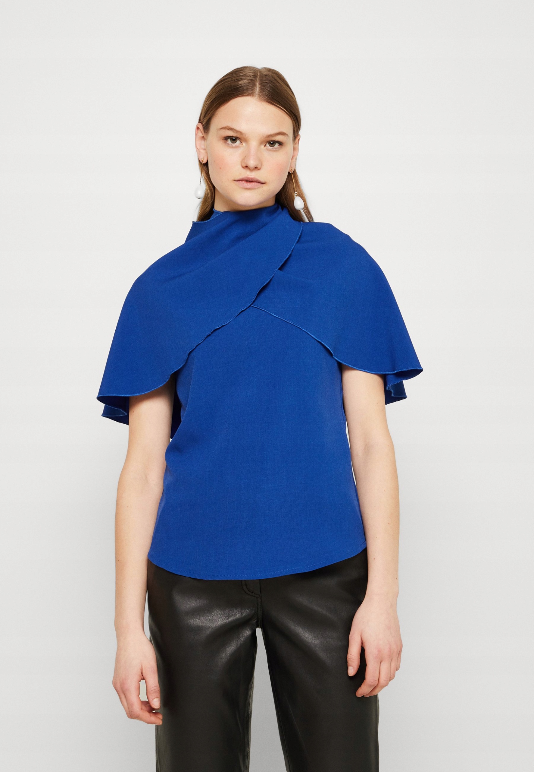 Bavlněná halenka Heathe modrá s límcem, velikost 36