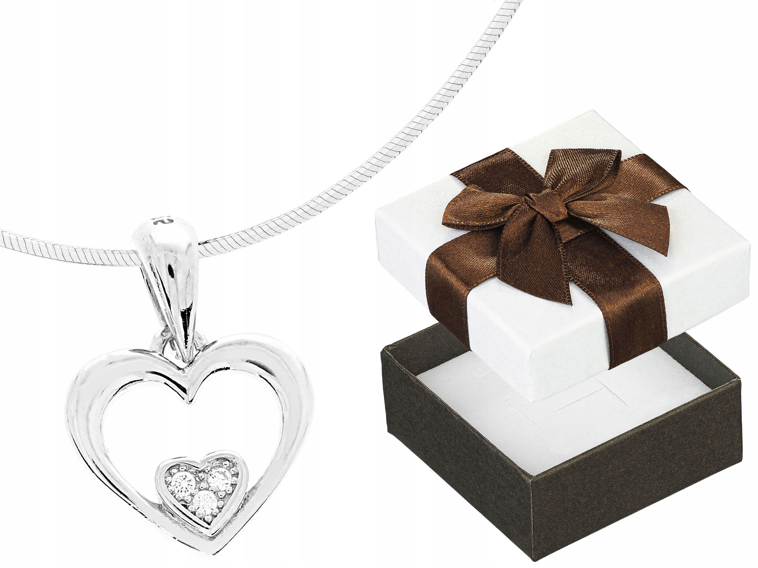 Krátký Stříbrný Dámský Náhrdelník Srdce se Zirkony Srdíčko Zirkony 42 cm