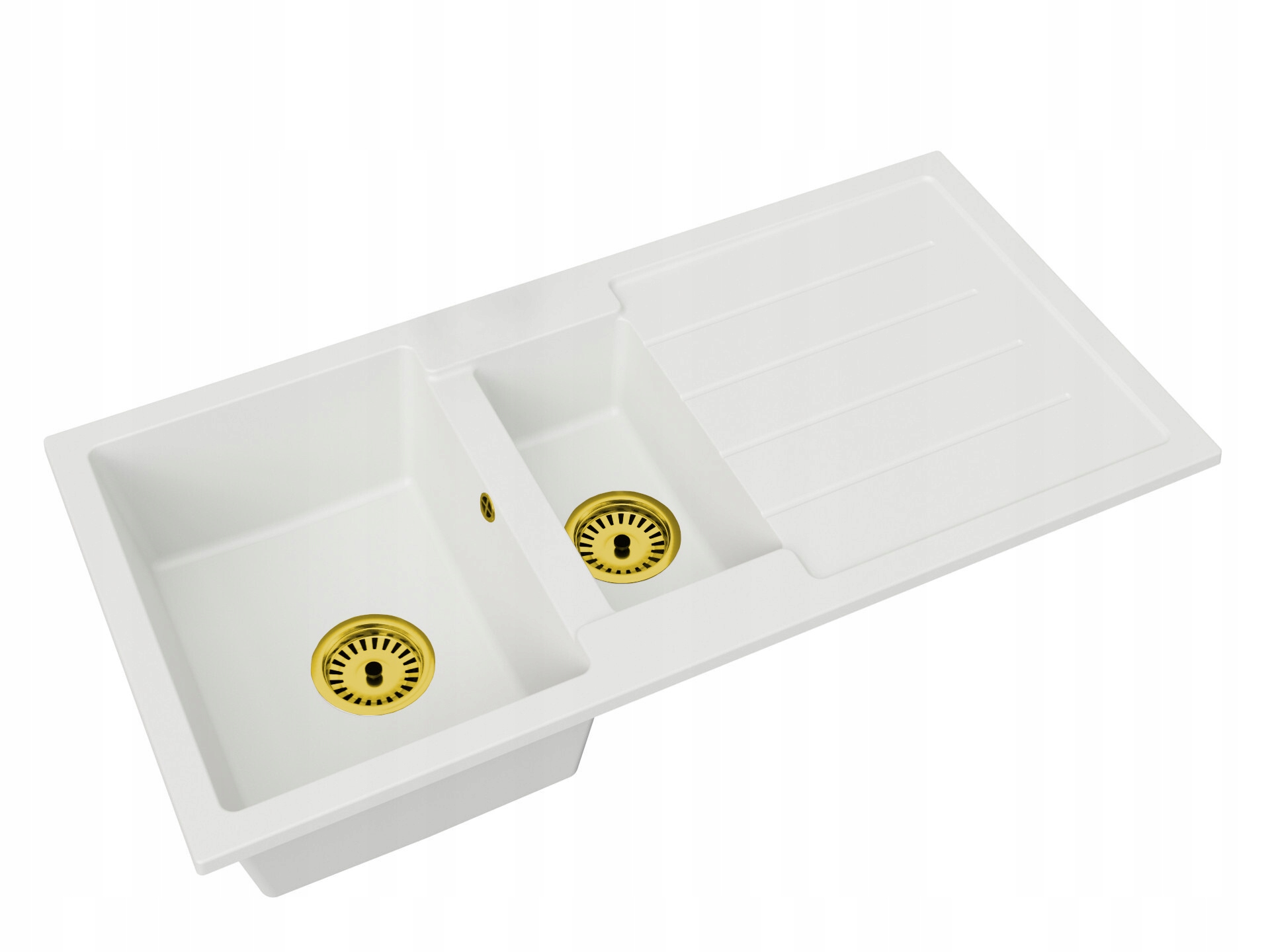 Kuchyňský granitový dřez s jednou a půl komorou, zlatý sifon