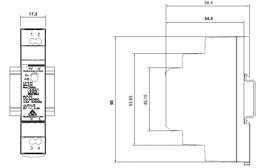 ZASILACZ na szynę DIN 15V DC 1A 15W Mean Well Marka Mean Well
