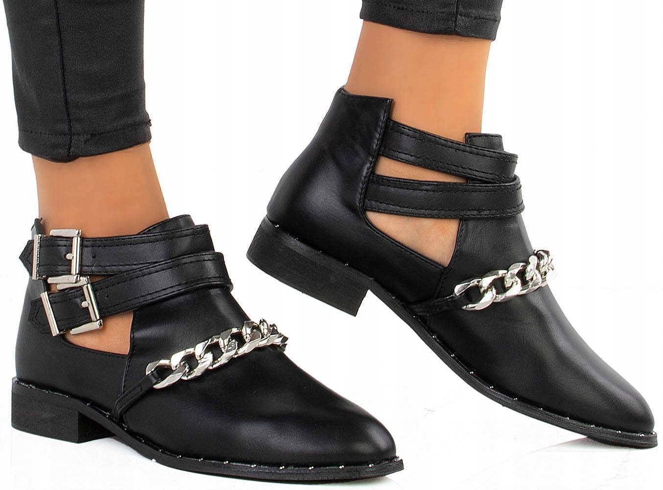 BOTKI Z WYCIĘCIAMI DAMSKIE ŁAŃCUCH 40