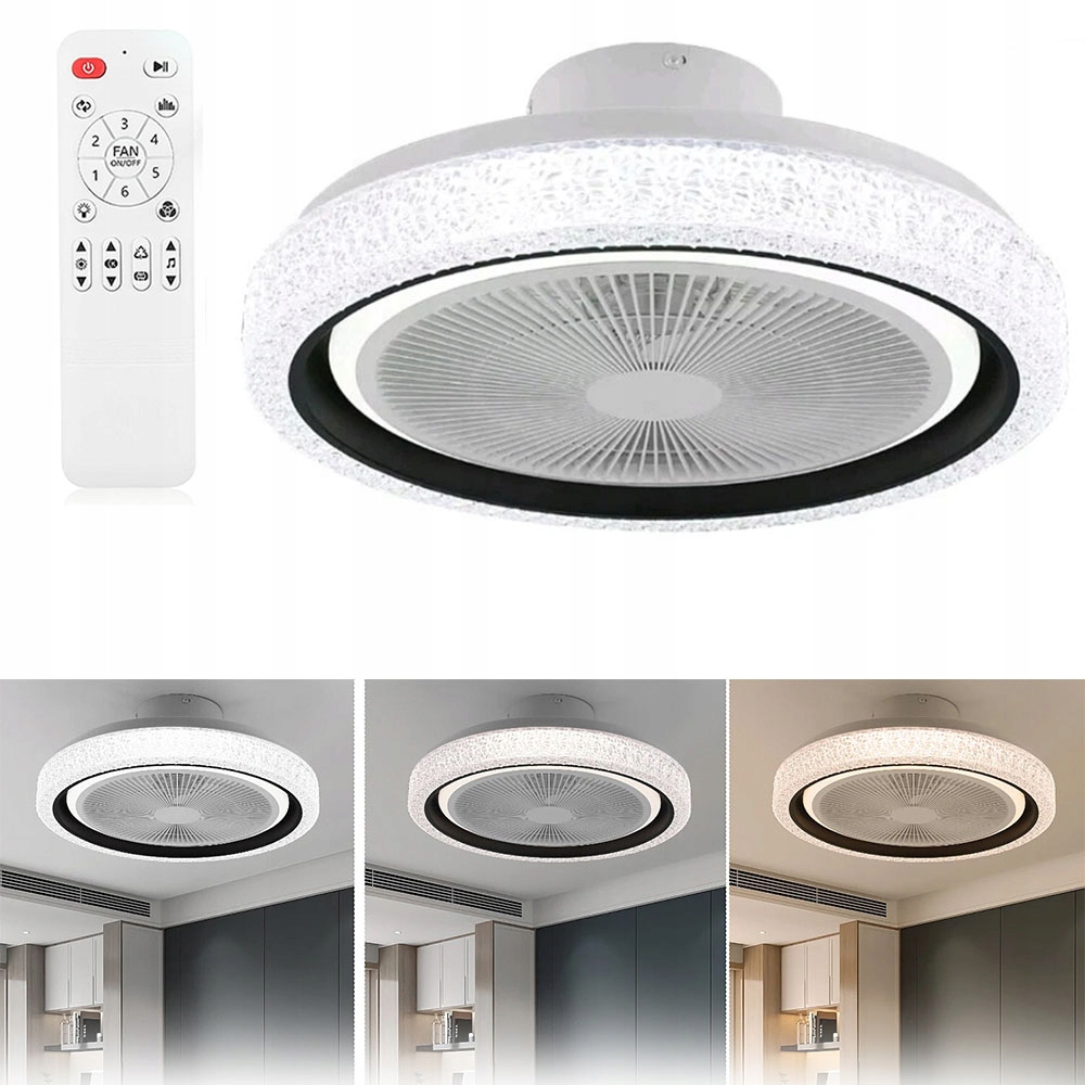 Lampa s Led stropním Větrákem Rgb nastavitelná stropní svítidlo 50 cm s dálkový ovladač