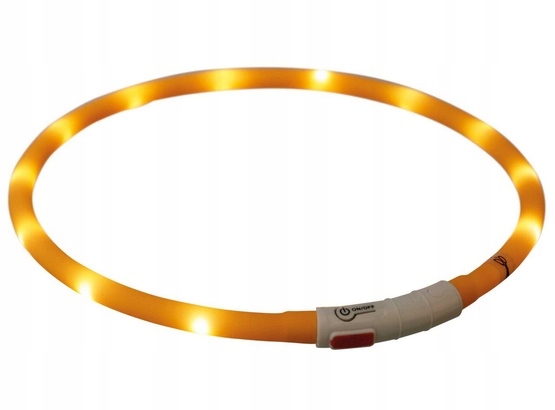 Led Obojek Pro Psa Svítící Usb Silikonový Pásek Oranžový 70 CM