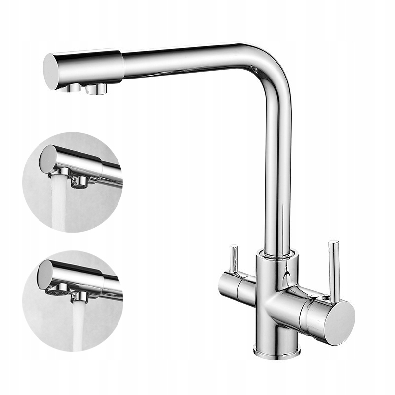 Kuchyňská Třícestná Baterie S Otočným Výtokem Kuchyňská Baterie Filtr Chrom