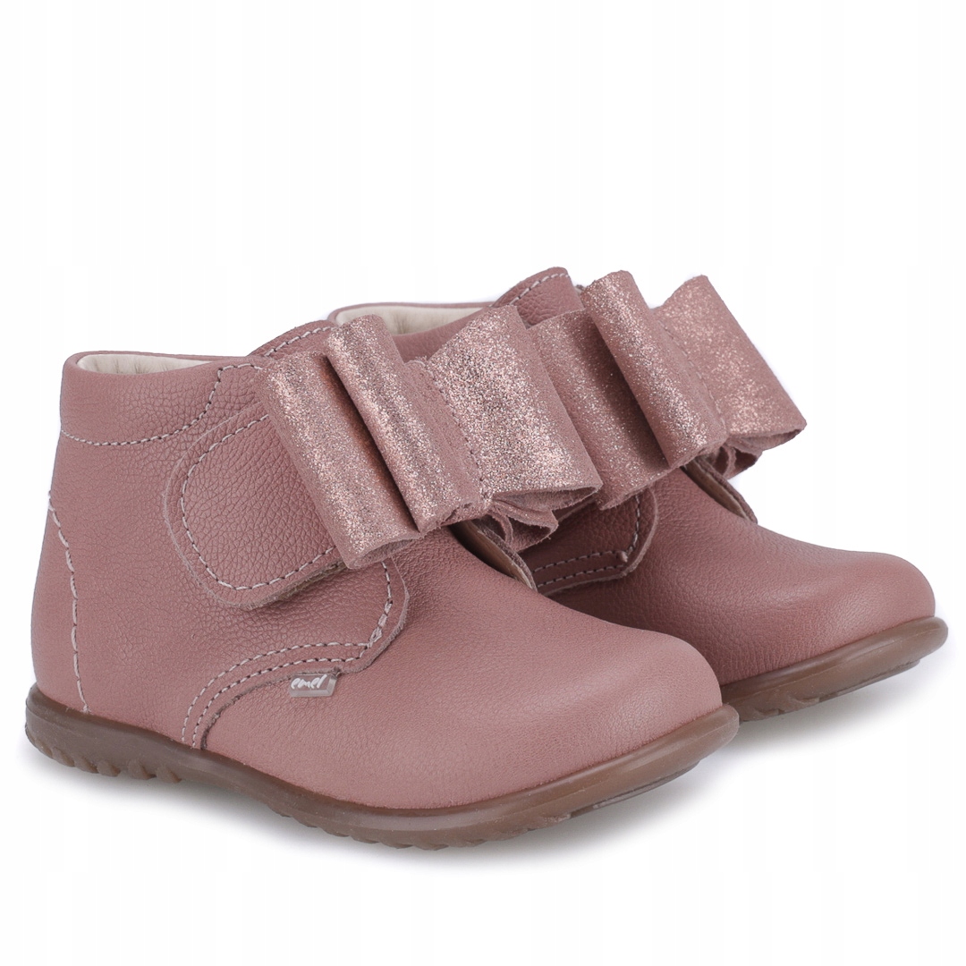 Emel Es 1077G-5 Trzewiki Buty Roczki Skórzane Como Różowe Kokardka R 21