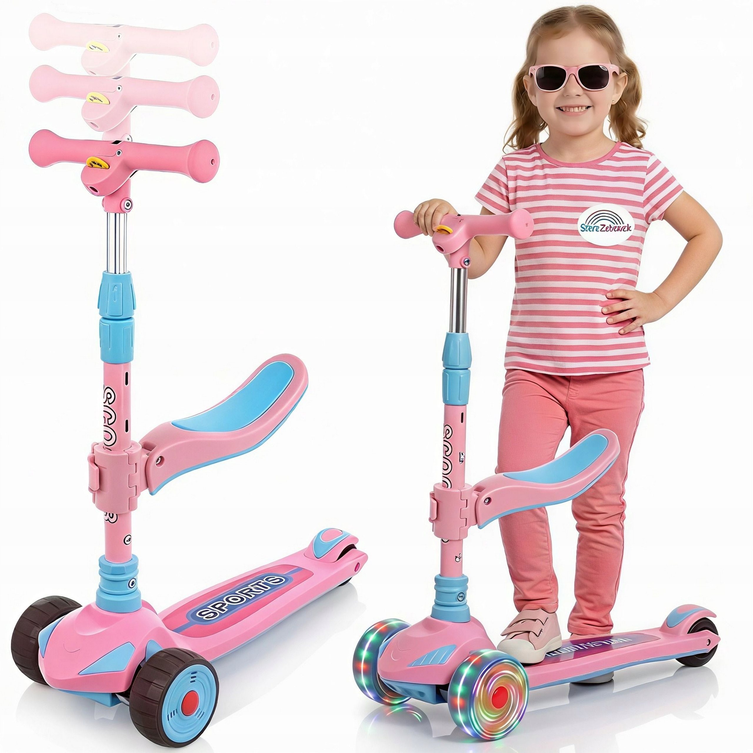 Hulajnoga Trójkołowa Balansowa Dla Dzieci Koła Led Składana 2w1 jezdzik