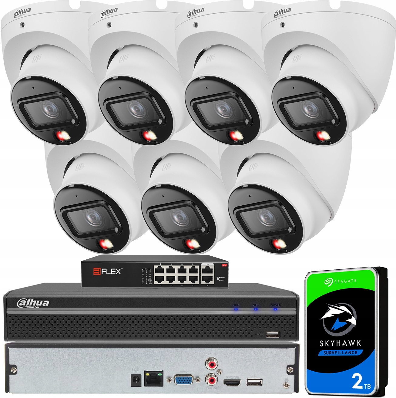 Sada pro monitorování 7 kamer 6Mpx 3K+ Den/Noc Full Color Detekce PoE