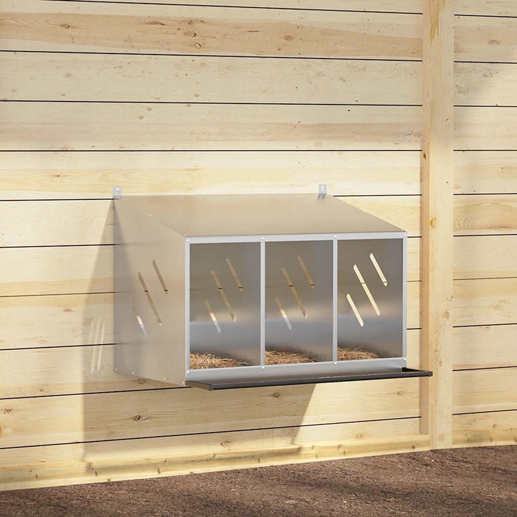 Levně Fionshop 262669651 Hnízdní box pro kuřata 3 přihrádkami Pozinkovaný stříb