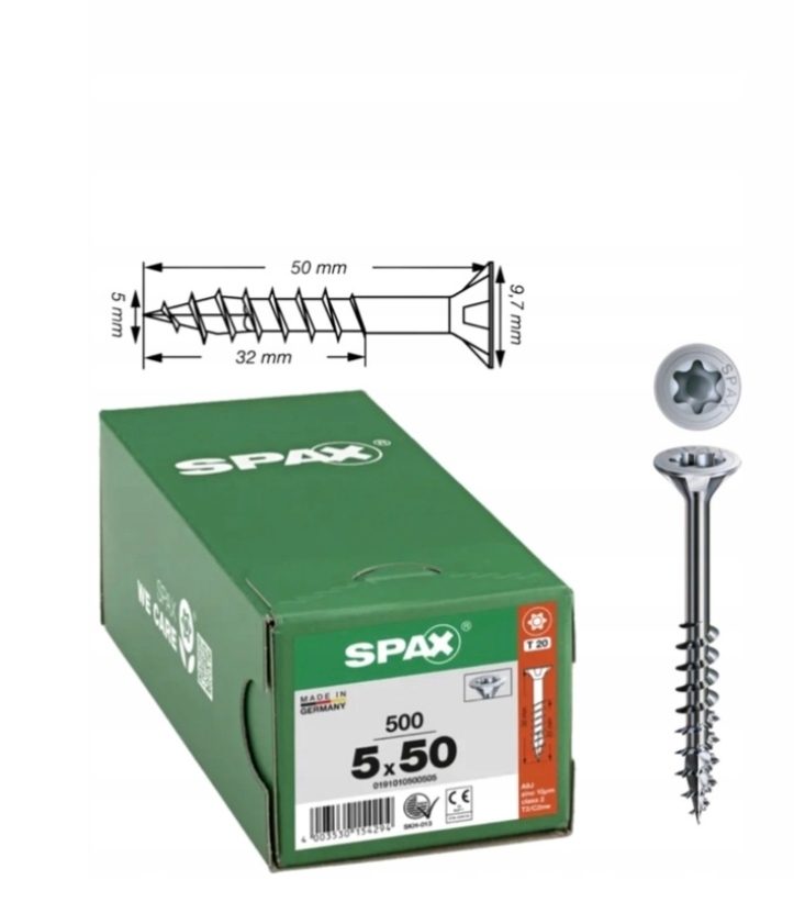 Wkręt uniwersalny do drewna spax 5 x 50 Wirox Txtg 500 szt