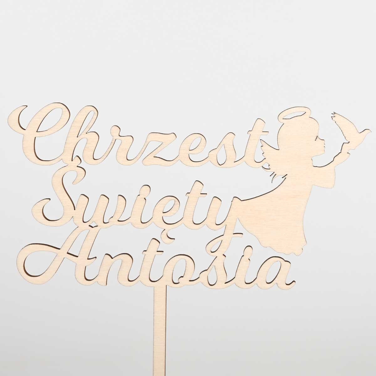TOPPER CHRZEST ŚWIĘTY IMIĘ ANIOŁEK NAPIS NA TORT Kolor beżowy