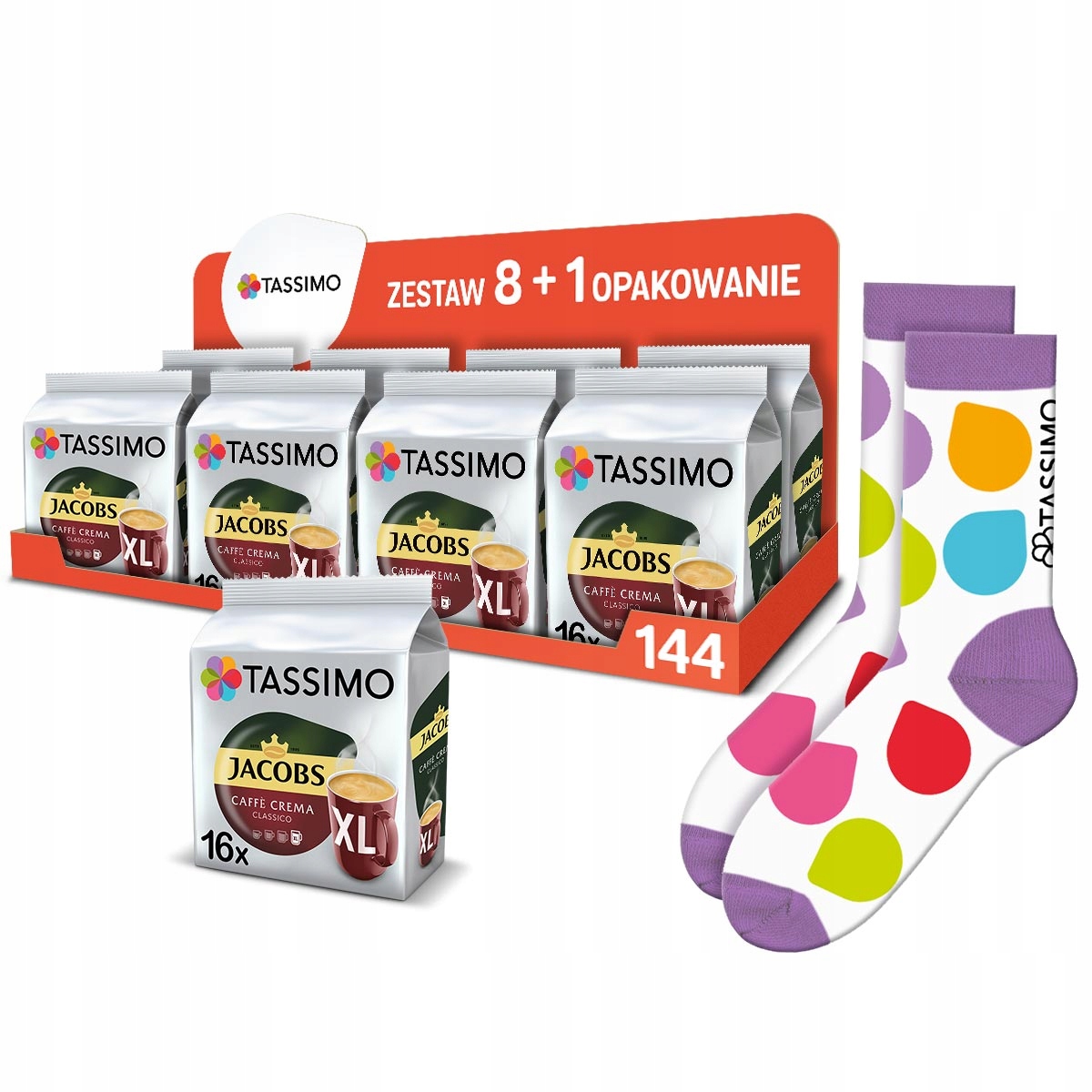 Kapsułki Tassimo Jacobs Caffe Crema Classico XL 9x 16 szt [144 kawy]
