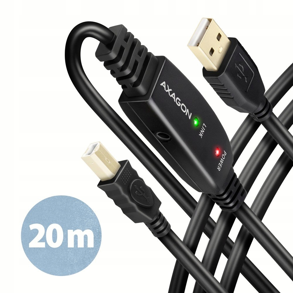 ADR-220B Usb 2.0 A-m -> B-m aktivní propojovací kabel/zesilovač 20 m