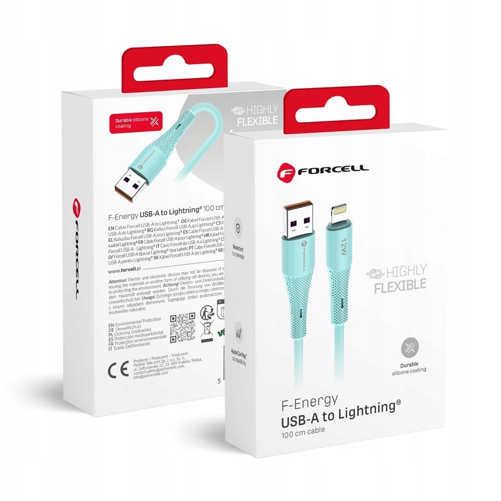 Kabel Usb A do Lightning Forcell F-Energy 2,4A 12W Silicone 1 m C343