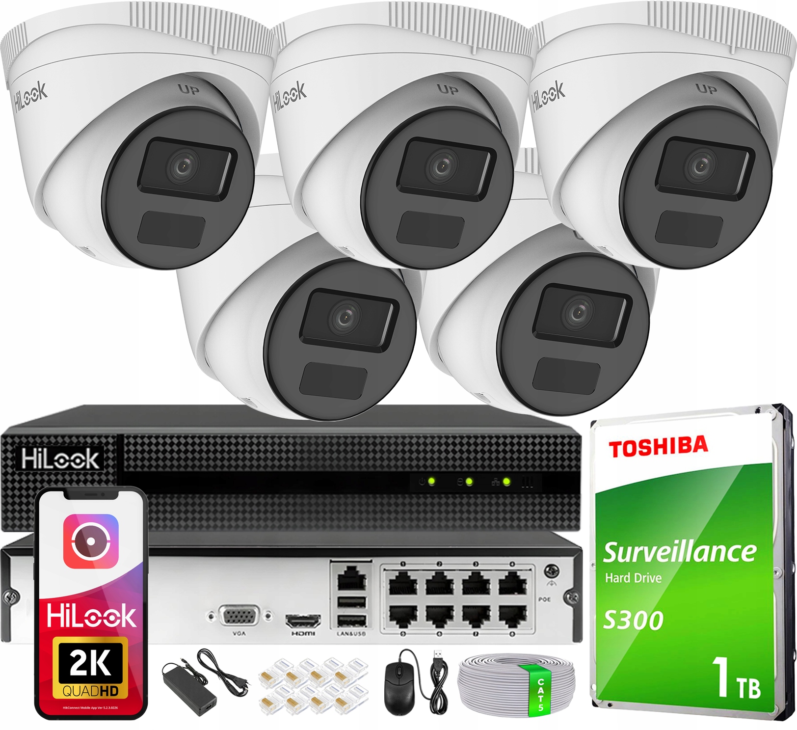Venkovní Ip monitorovací sada 5 kamer IPCAM-T4-P Záznamník 8CH PoE
