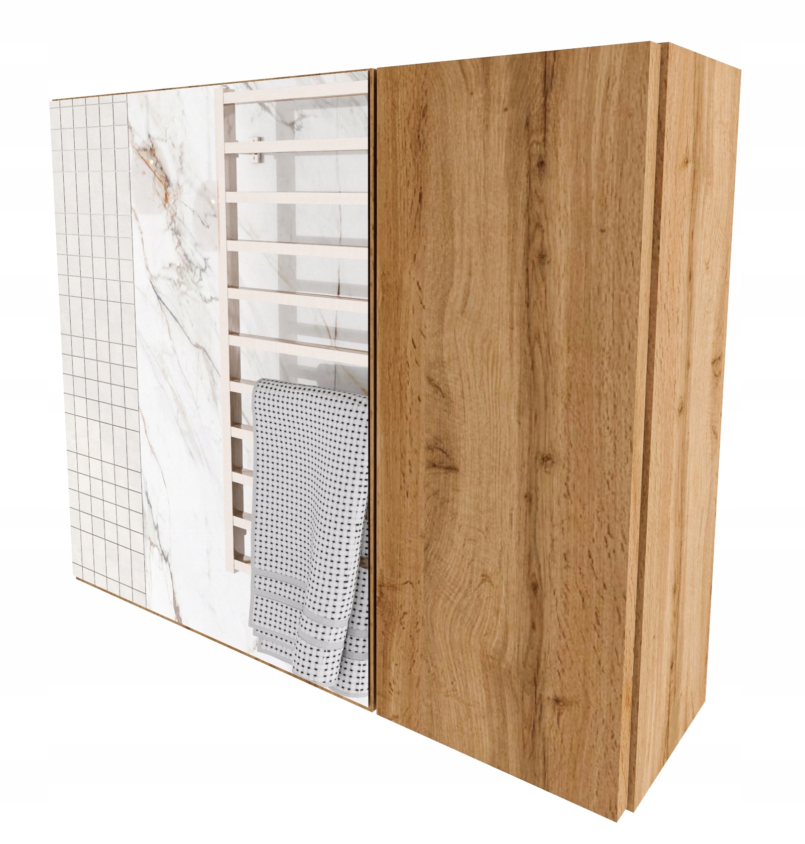 Koupelnová skříňka regál do koupelny police zrcadlo závěsná koupelna dub wotan