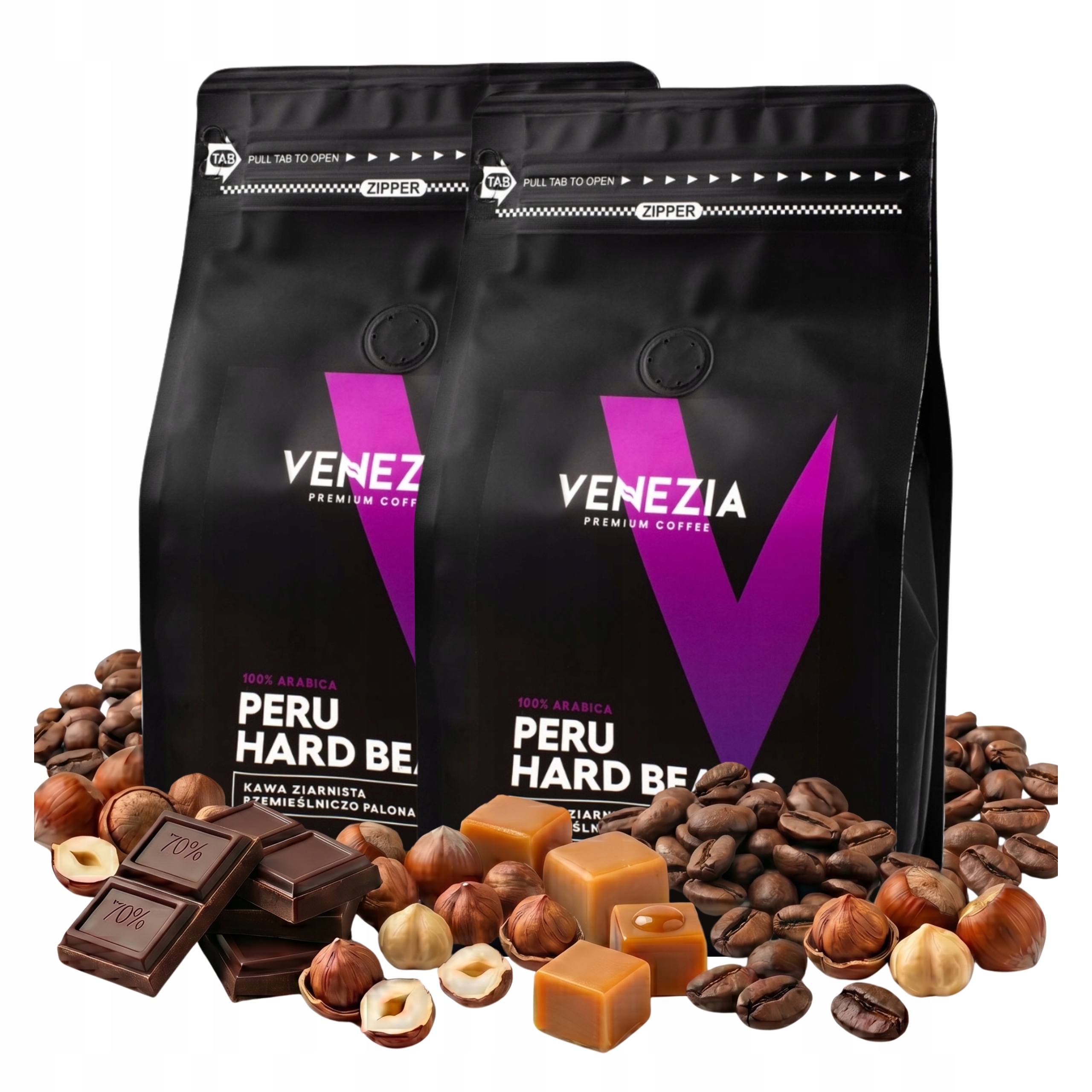Káva Zrnková Arabica 100% Venezia Peru Hard Beans Čerstvě pražená 1 kg