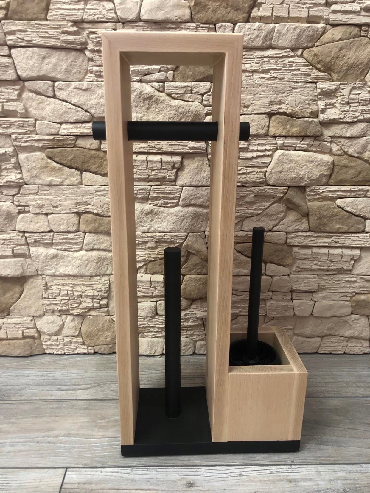 Stojak drewniany na papier toaletowy LOFT do WC Typ stojak