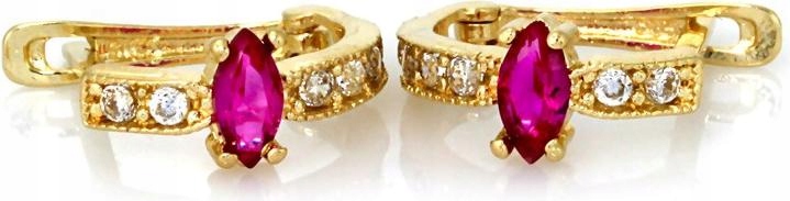 Zlaté náušnice 585 módní s růžovým kamenem 1.11 g pro módní ženu 14k