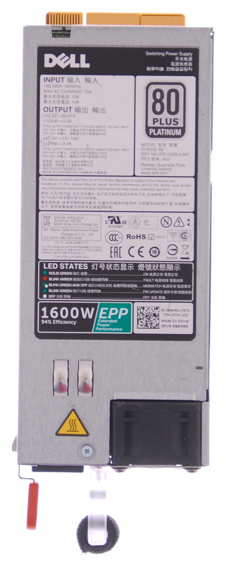 Блок питания DELL, мощность 1600W T630 FX2s C4130-95HR5